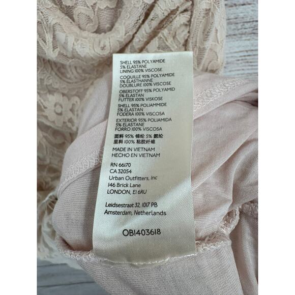 Free People Lace Wrap Dress Womens Medium Pink Cream Rough Hem Ruched Side - Picture 9 of 11